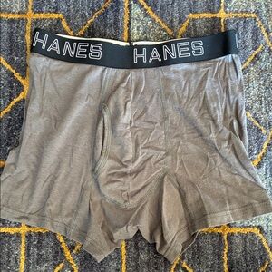 Hanes Men's Black and Gray Boxer Briefs